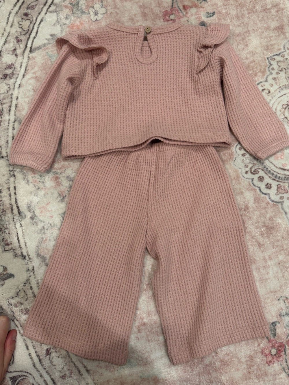 Cozy Waffle Knit Two-Piece Set in Dusty Rose - Picture 2 of 3